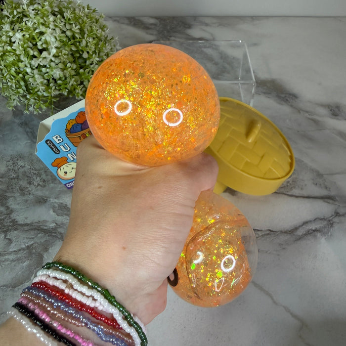 Squishy Toy - Viral Dumpling, Quick Squeeze Glitter - Orange