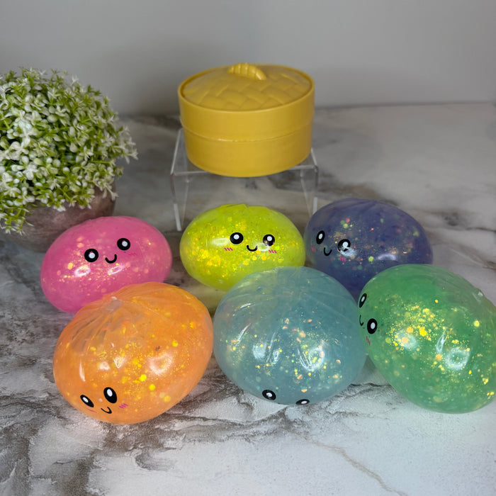 Squishy Toy - Viral Dumpling, Quick Squeeze Glitter - Orange