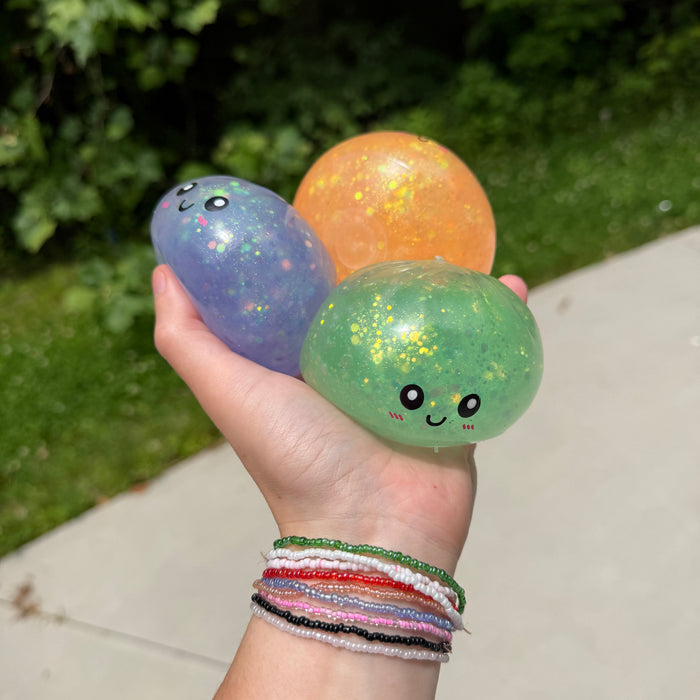 Squishy Toy - Viral Dumpling, Quick Squeeze Glitter - Orange