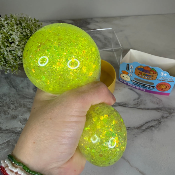 Squishy Toy - Viral Dumpling, Quick Squeeze Glitter - Yellow
