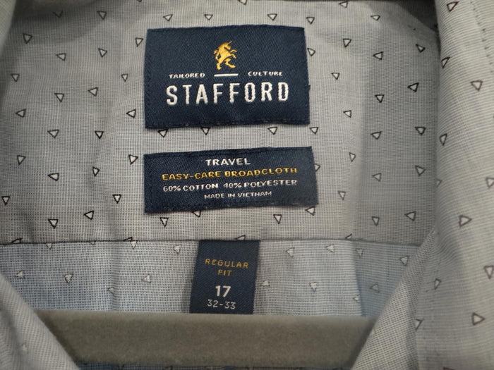 Stafford Men's Travel Shirt   Easy Care Broadcloth   Size 172