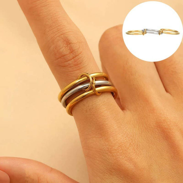 Stainless Steel Stackable Plain Band Rings Linked