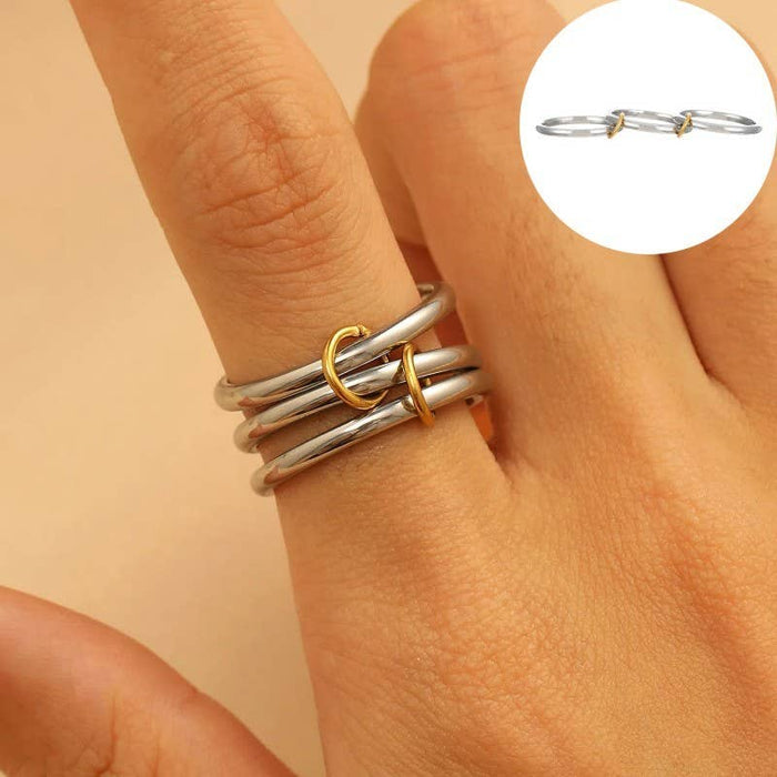 Stainless Steel Stackable Plain Band Rings Linked