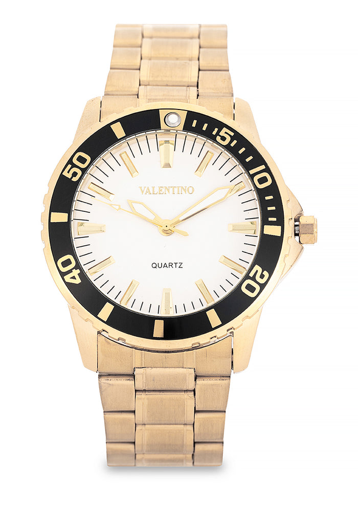 Valentino Stainless Steel Strap Analog Watch for Men 20122484-GOLD-WHITE DIAL-Watch Portal Philippines