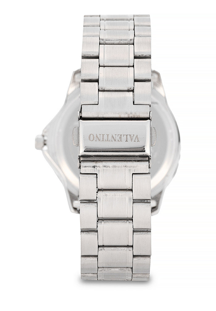 Valentino Stainless Steel Strap Analog Watch for Men 20122486-BLK RING-WHT DIAL-Watch Portal Philippines