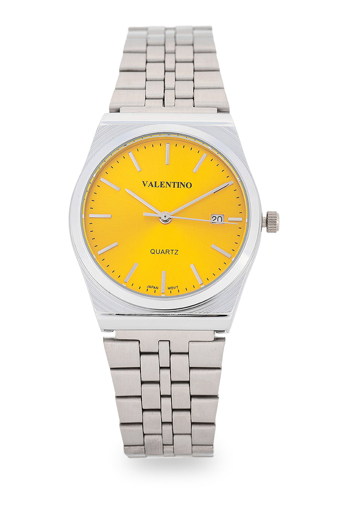 Valentino Stainless Steel Strap Analog Watch for Men 20122500-YELLOW DIAL-Watch Portal Philippines