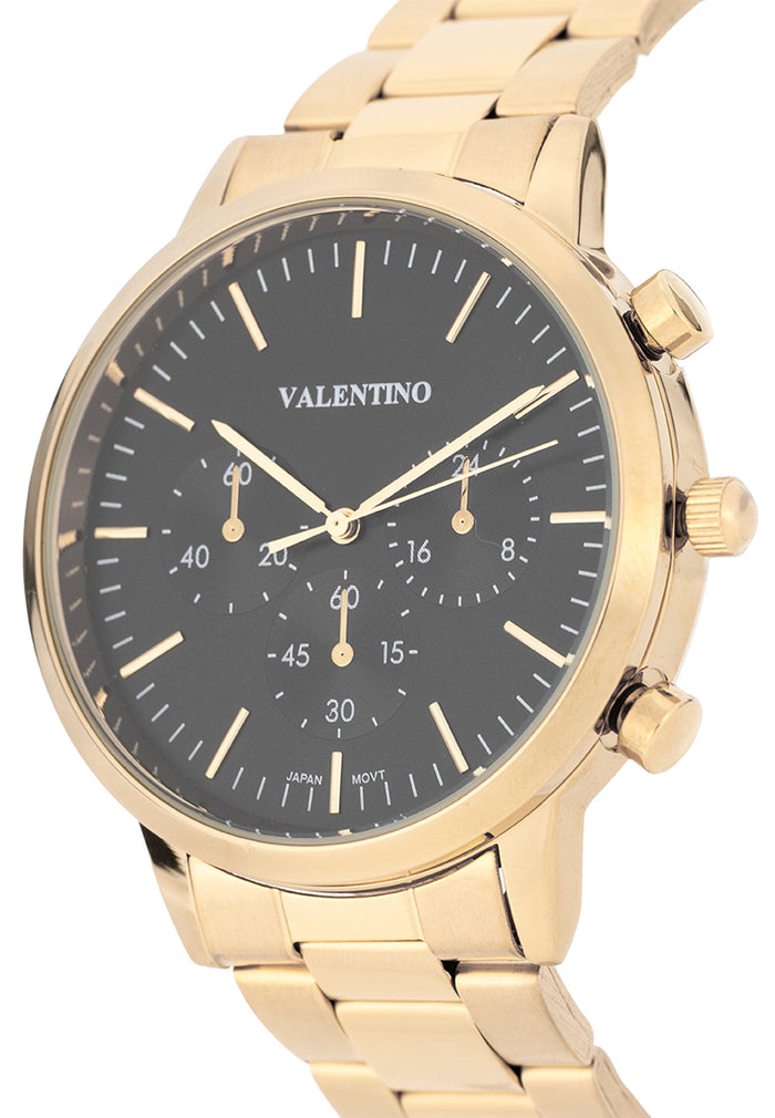 Valentino Stainless Steel Strap Analog Watch for Men 20122534-BLACK DIAL-Watch Portal Philippines