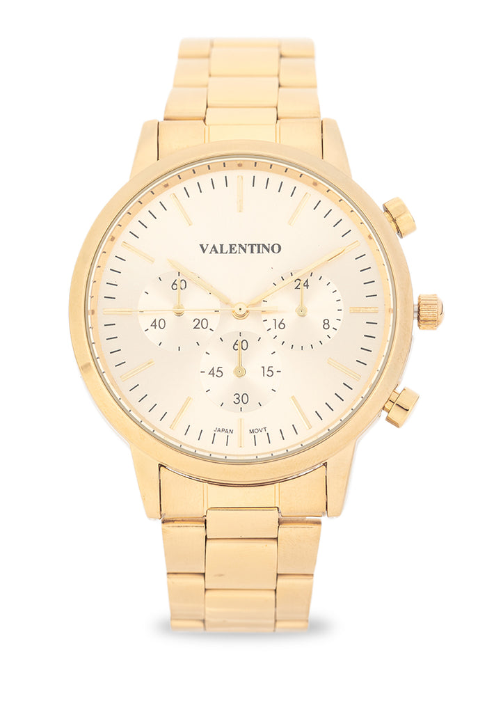 Valentino Stainless Steel Strap Analog Watch for Men 20122534-GOLD DIAL-Watch Portal Philippines