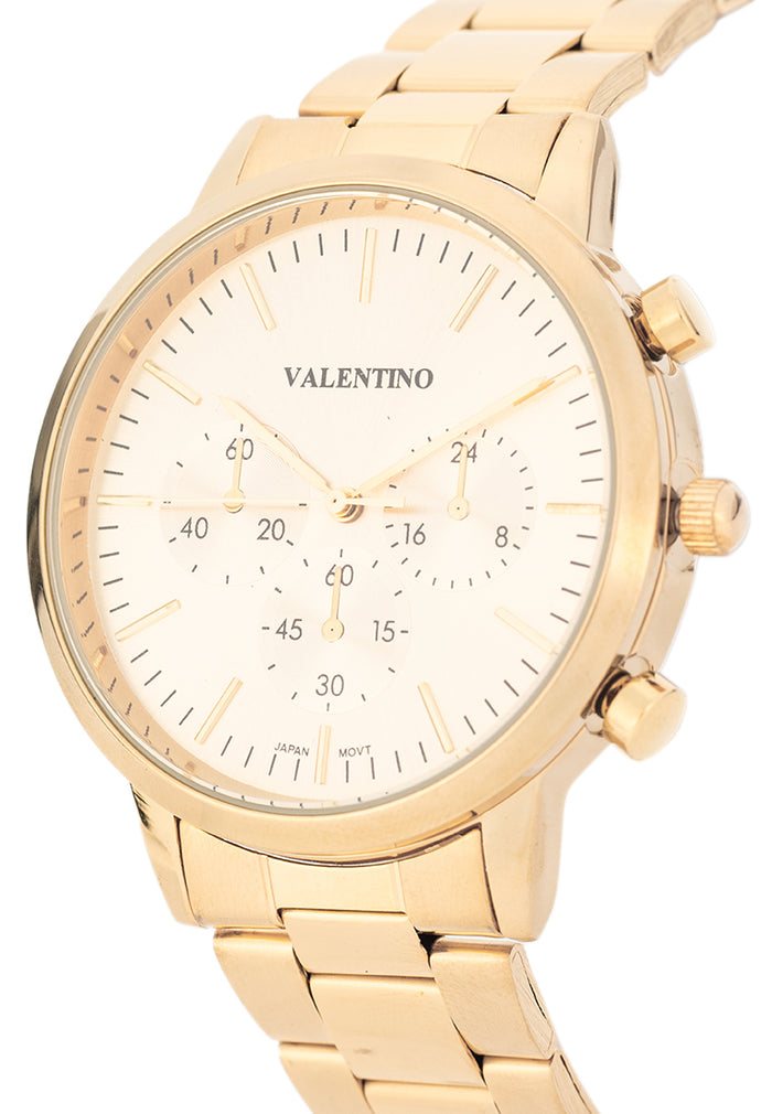 Valentino Stainless Steel Strap Analog Watch for Men 20122534-GOLD DIAL-Watch Portal Philippines
