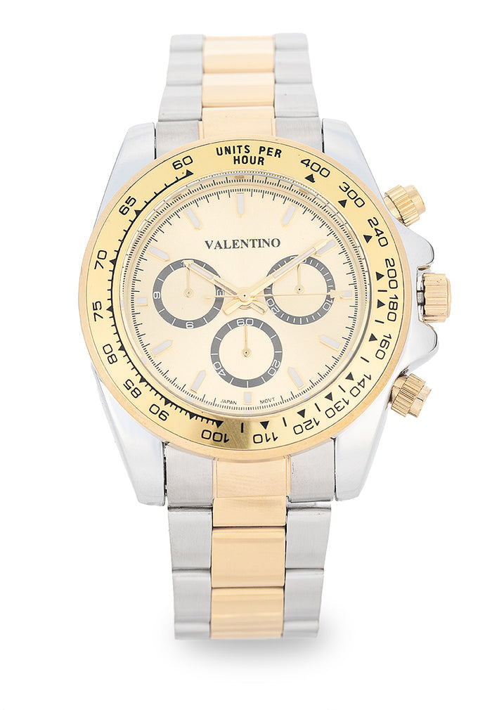 Valentino Stainless Steel Strap Analog Watch for Men 20122551-TT-GOLD DIAL-Watch Portal Philippines