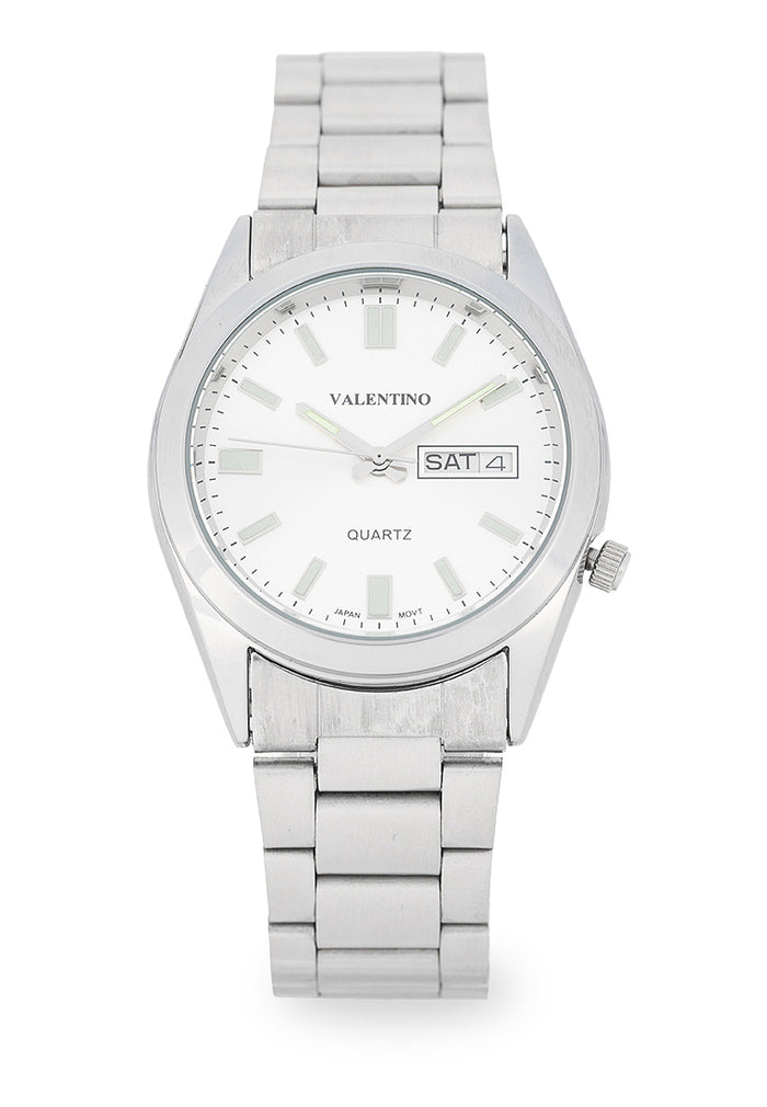 Valentino Stainless Steel Strap Analog Watch for Men 20122554-SILVER DIAL-Watch Portal Philippines