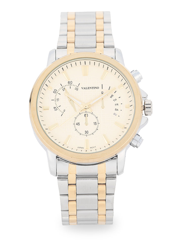 Valentino Stainless Steel Strap Analog Watch for Men 20122555-TT-GOLD DIAL-Watch Portal Philippines