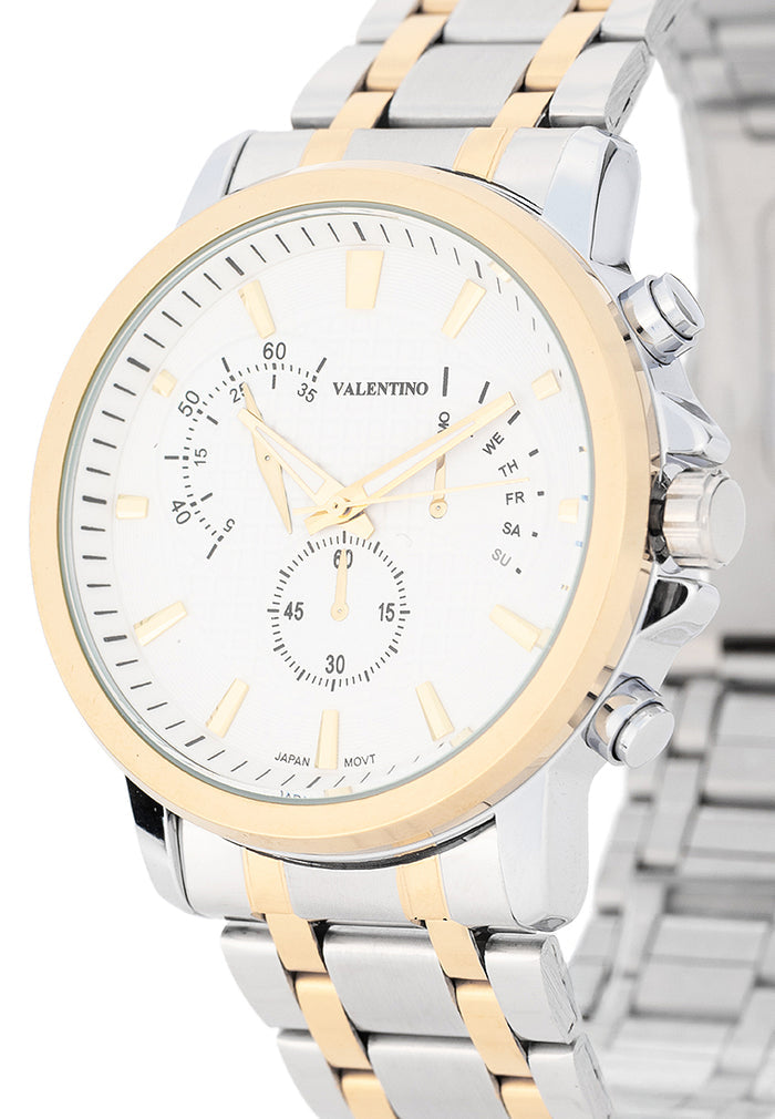 Valentino Stainless Steel Strap Analog Watch for Men 20122555-TT-WHITE DIAL-Watch Portal Philippines