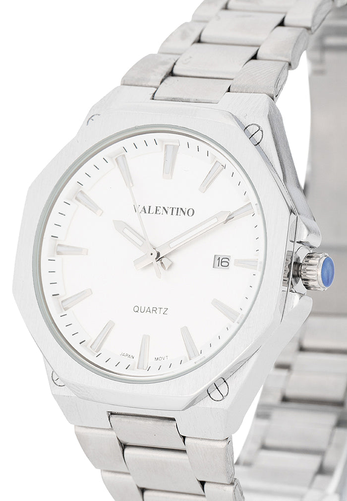 Valentino Stainless Steel Strap Analog Watch for Men 20122562-WHITE DIAL-Watch Portal Philippines