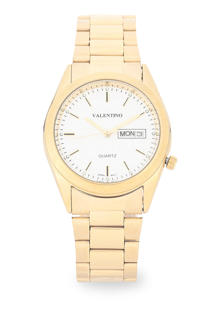 Valentino Stainless Steel Strap Analog Watch for Men 20122563-GLD-SILVER DIAL-Watch Portal Philippines