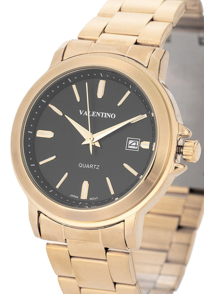 Valentino Stainless Steel Strap Analog Watch for Men 20122565-BLACK DIAL-Watch Portal Philippines