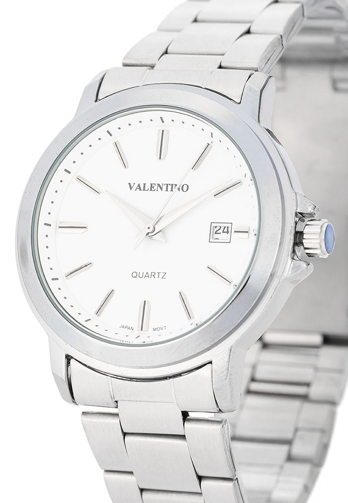 Valentino Stainless Steel Strap Analog Watch for Men 20122566-WHITE DIAL-Watch Portal Philippines