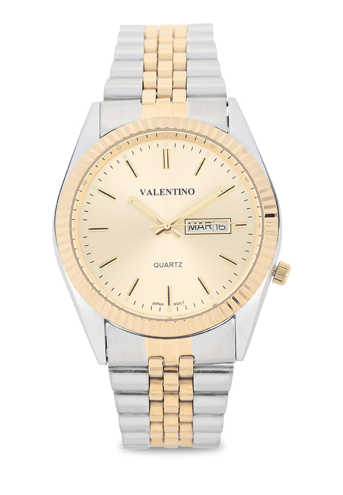 Valentino Stainless Steel Strap Analog Watch for Men 20122567-TT-GOLD DIAL-Watch Portal Philippines