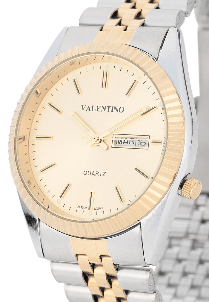 Valentino Stainless Steel Strap Analog Watch for Men 20122567-TT-GOLD DIAL-Watch Portal Philippines