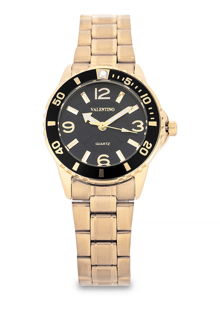 Valentino Stainless Steel Strap Analog Watch for Women 20122485-GOLD-BLACK DIAL-Watch Portal Philippines