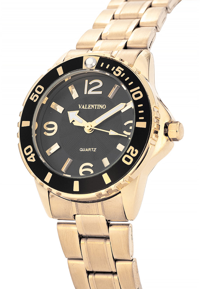 Valentino Stainless Steel Strap Analog Watch for Women 20122485-GOLD-BLACK DIAL-Watch Portal Philippines