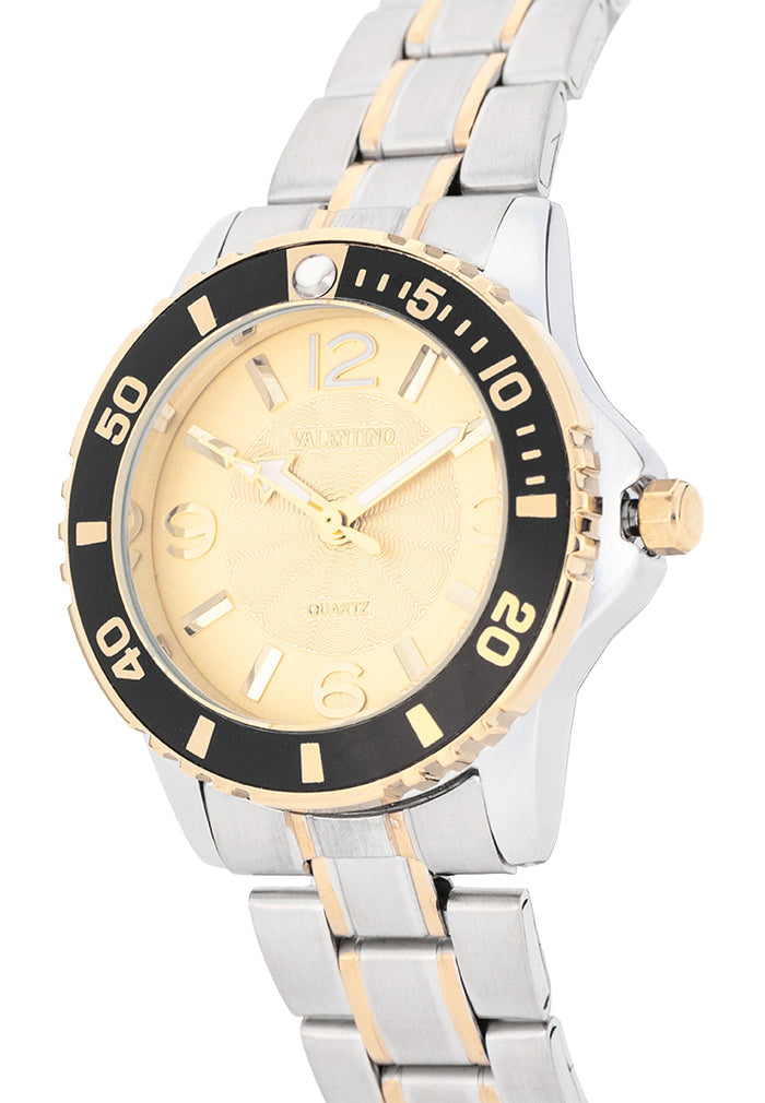 Valentino Stainless Steel Strap Analog Watch for Women 20122485-TWO TONE-GOLD DIAL-Watch Portal Philippines