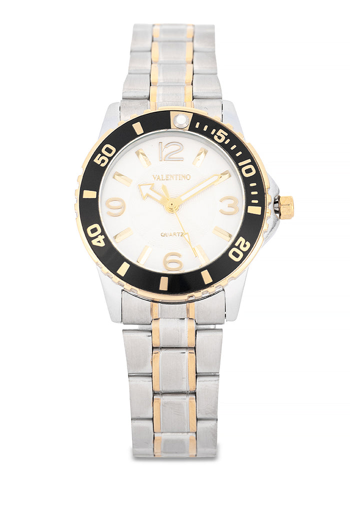 Valentino Stainless Steel Strap Analog Watch for Women 20122485-TWO TONE-WHITE DIAL-Watch Portal Philippines