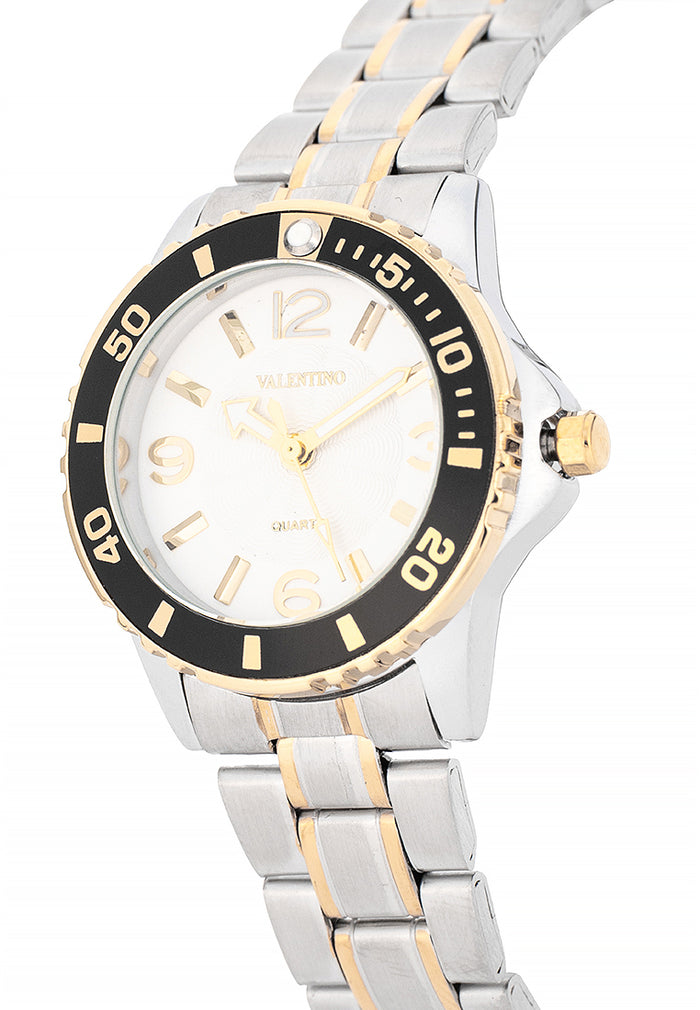 Valentino Stainless Steel Strap Analog Watch for Women 20122485-TWO TONE-WHITE DIAL-Watch Portal Philippines
