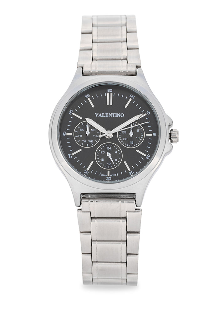 Valentino Stainless Steel Strap Analog Watch for Women 20122499-BLK DIAL-SIL INDEX-Watch Portal Philippines