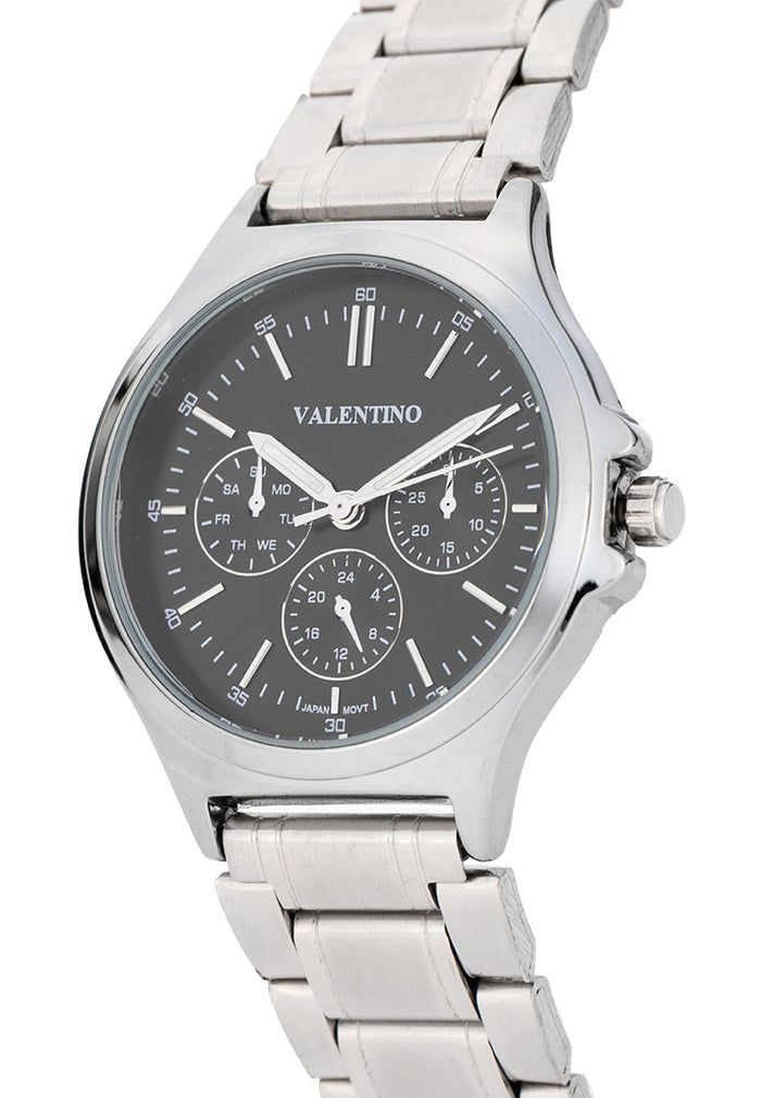 Valentino Stainless Steel Strap Analog Watch for Women 20122499-BLK DIAL-SIL INDEX-Watch Portal Philippines