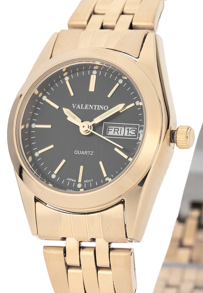 Valentino Stainless Steel Strap Analog Watch for Women 20122557-GLD-BLACK DIAL-Watch Portal Philippines