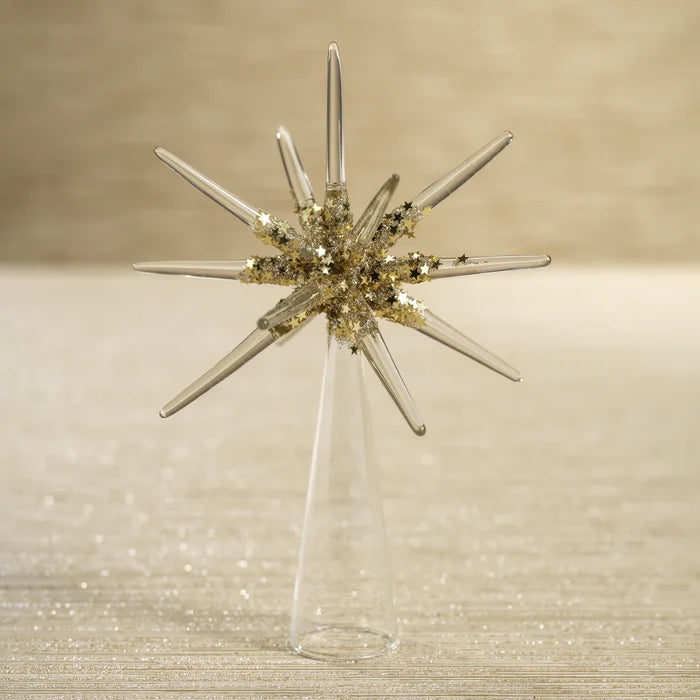 STARBUST GLASS TREE TOPPER 6" X 7.75"