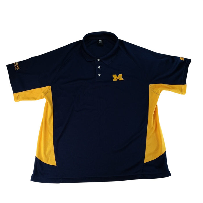 Starter Michigan Wolverines Navy Blue Yellow Polo Shirt Mens XL Embroidered0