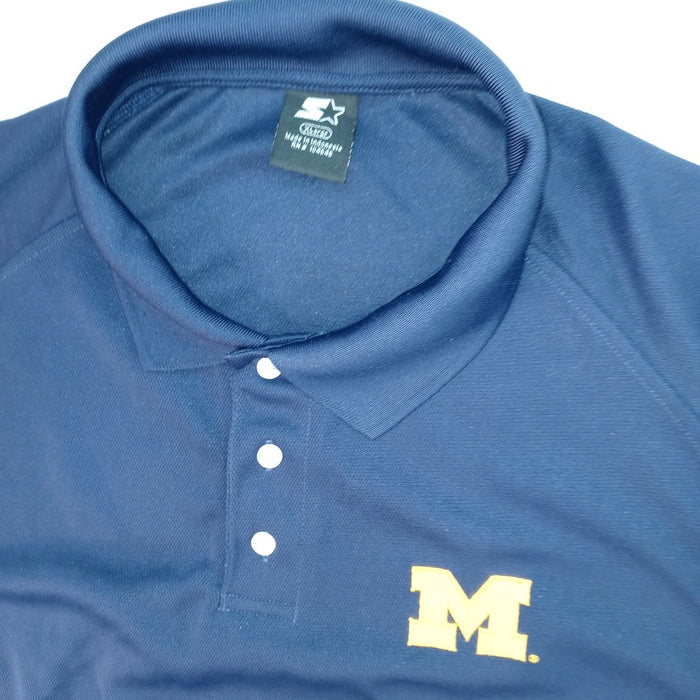 Starter Michigan Wolverines Navy Blue Yellow Polo Shirt Mens XL Embroidered2