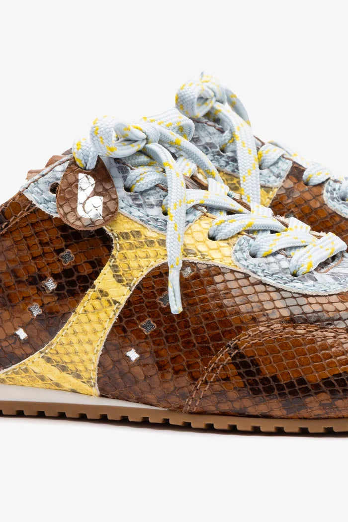 Stella Mule In Python Printed Leather Sneaker Larroudé