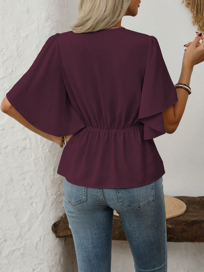 Sterling V Neck Top - Maroon
