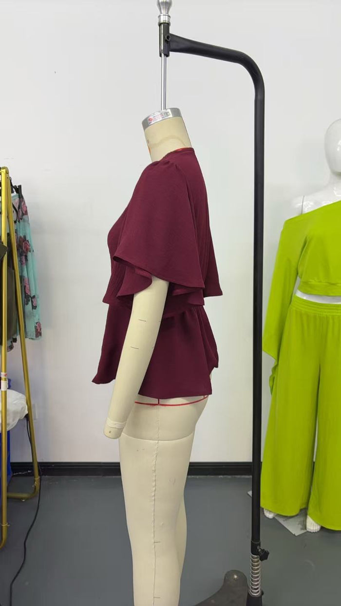Sterling V Neck Top - Maroon
