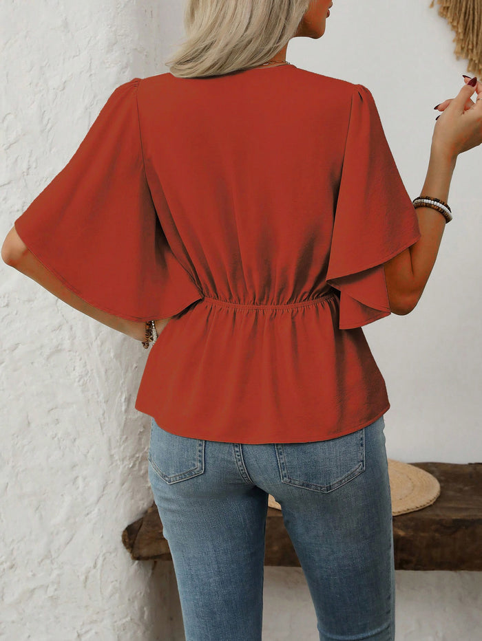 Sterling V Neck Top - Orange