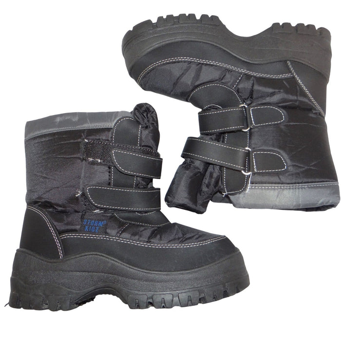 Storm Kidz Black Snow Boots Big Kid 3 Double Strap Platform Winter Shoes0