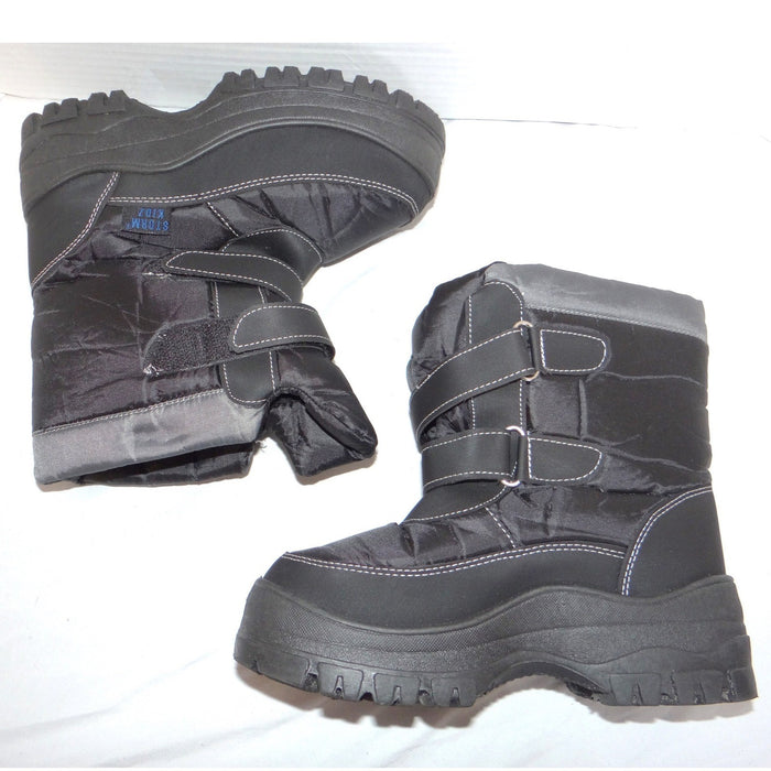 Storm Kidz Black Snow Boots Big Kid 3 Double Strap Platform Winter Shoes1