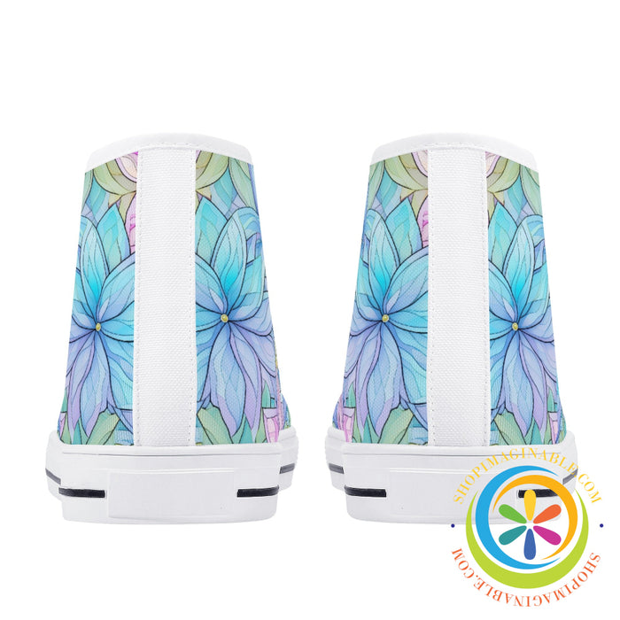 Striking Floral Ladies High Top Canvas Shoes
