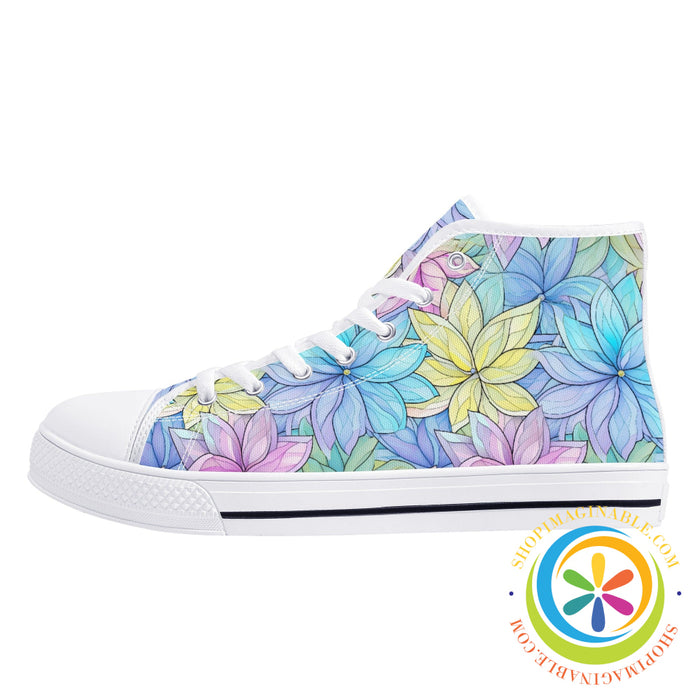 Striking Floral Ladies High Top Canvas Shoes