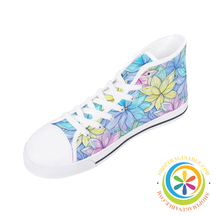 Striking Floral Ladies High Top Canvas Shoes