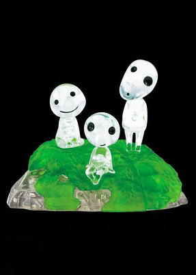 Studio Ghibli Princess Mononoke Forest Spirit 3D Crystal Puzzle Figurine in white green — 33-piece transparent PVC crystal puzzle assembled into Forest Spirit figurine — model view