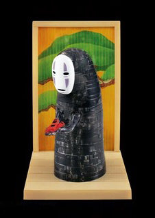 Studio Ghibli Spirited Away No Face 3D Crystal Puzzle Figurine in black multi — 44-piece transparent PVC crystal puzzle assembled into No Face figurine with wood stand — model view