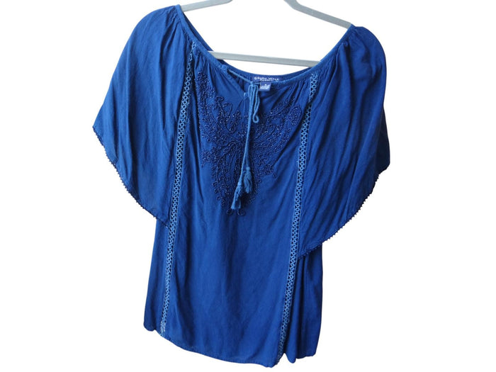 Studio West Women's Embroidered Top   Stylish Blue Rayon Blouse0