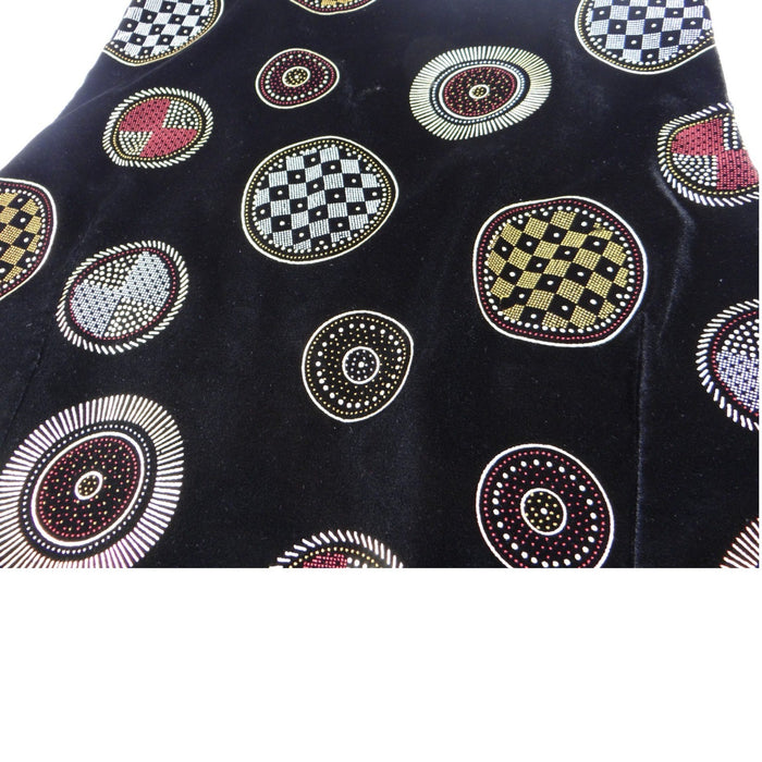Stunning Vintage Black Velvet Geometric Print Vest with Red Gem Buttons6