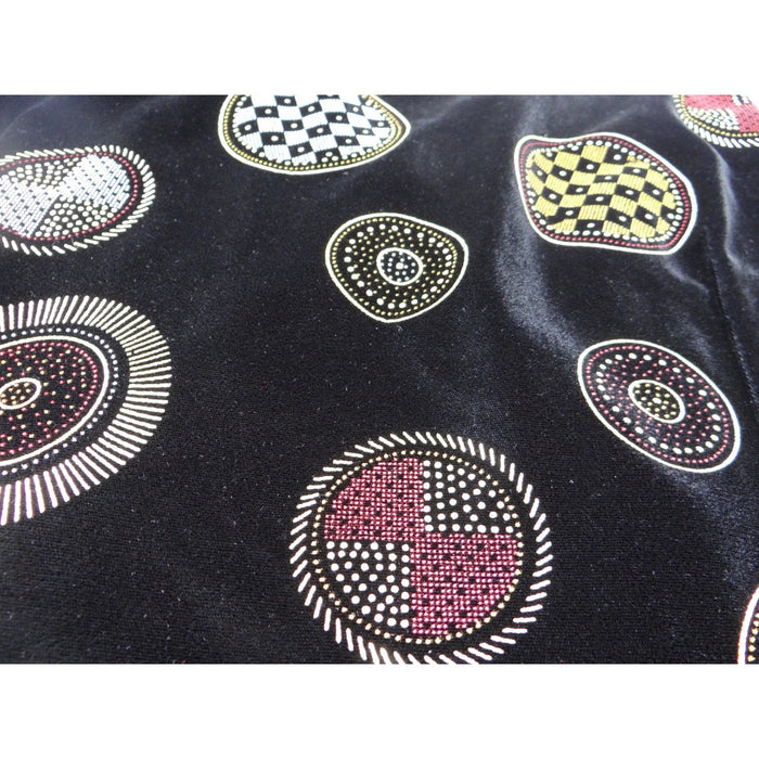 Stunning Vintage Black Velvet Geometric Print Vest with Red Gem Buttons7