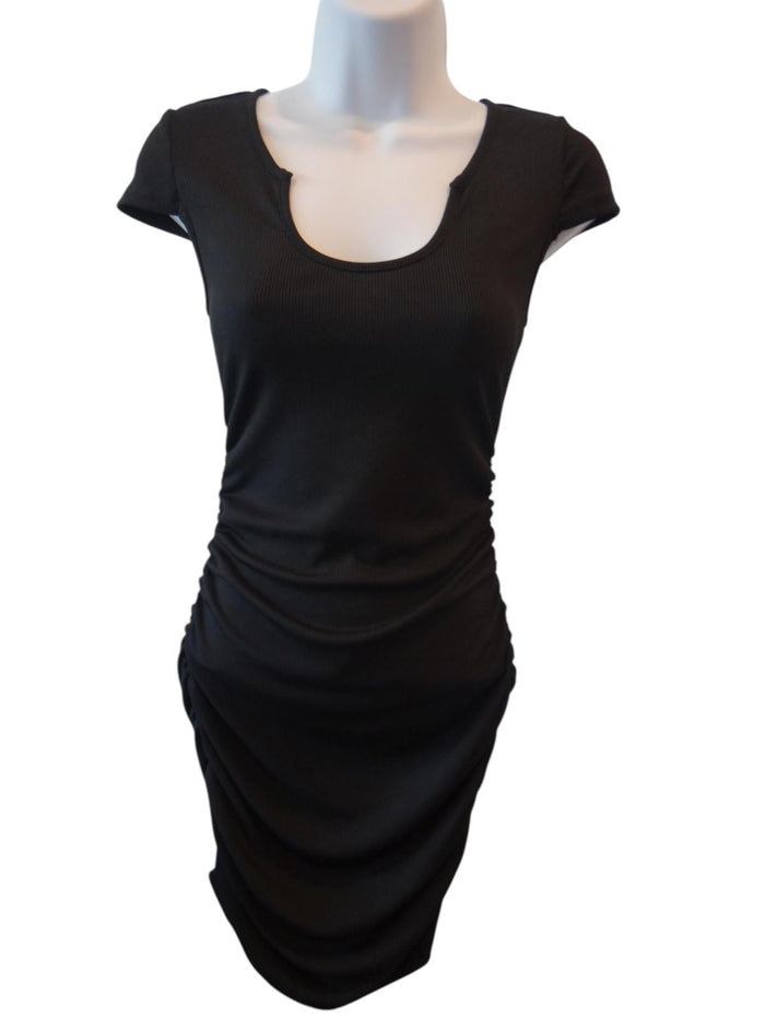 Stylish Black Ruched Dress0