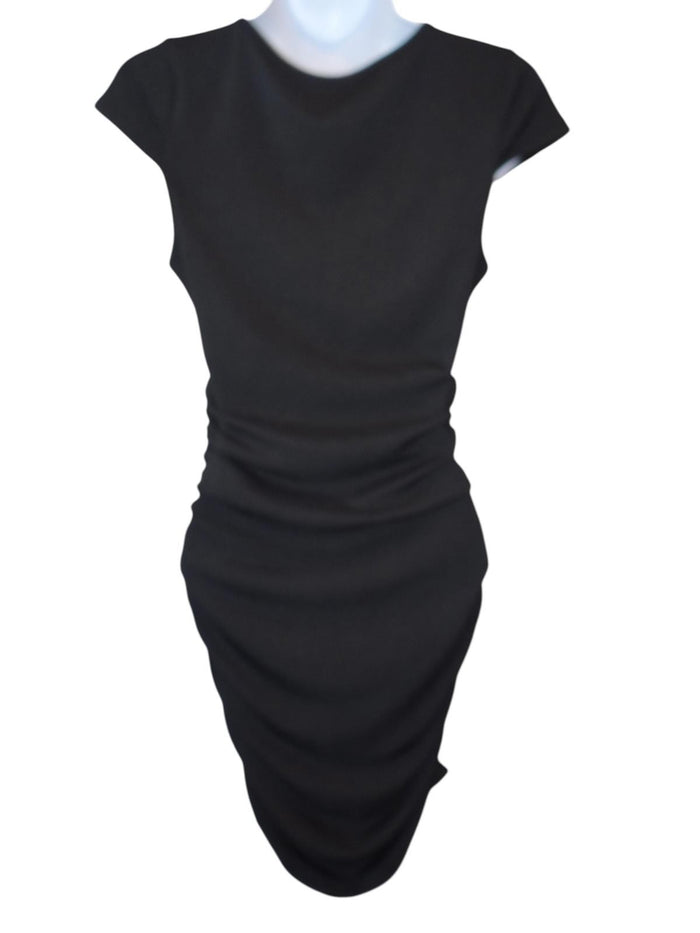 Stylish Black Ruched Dress1